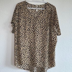 Vanilla Bay animal print high-low blouse shirt, size large